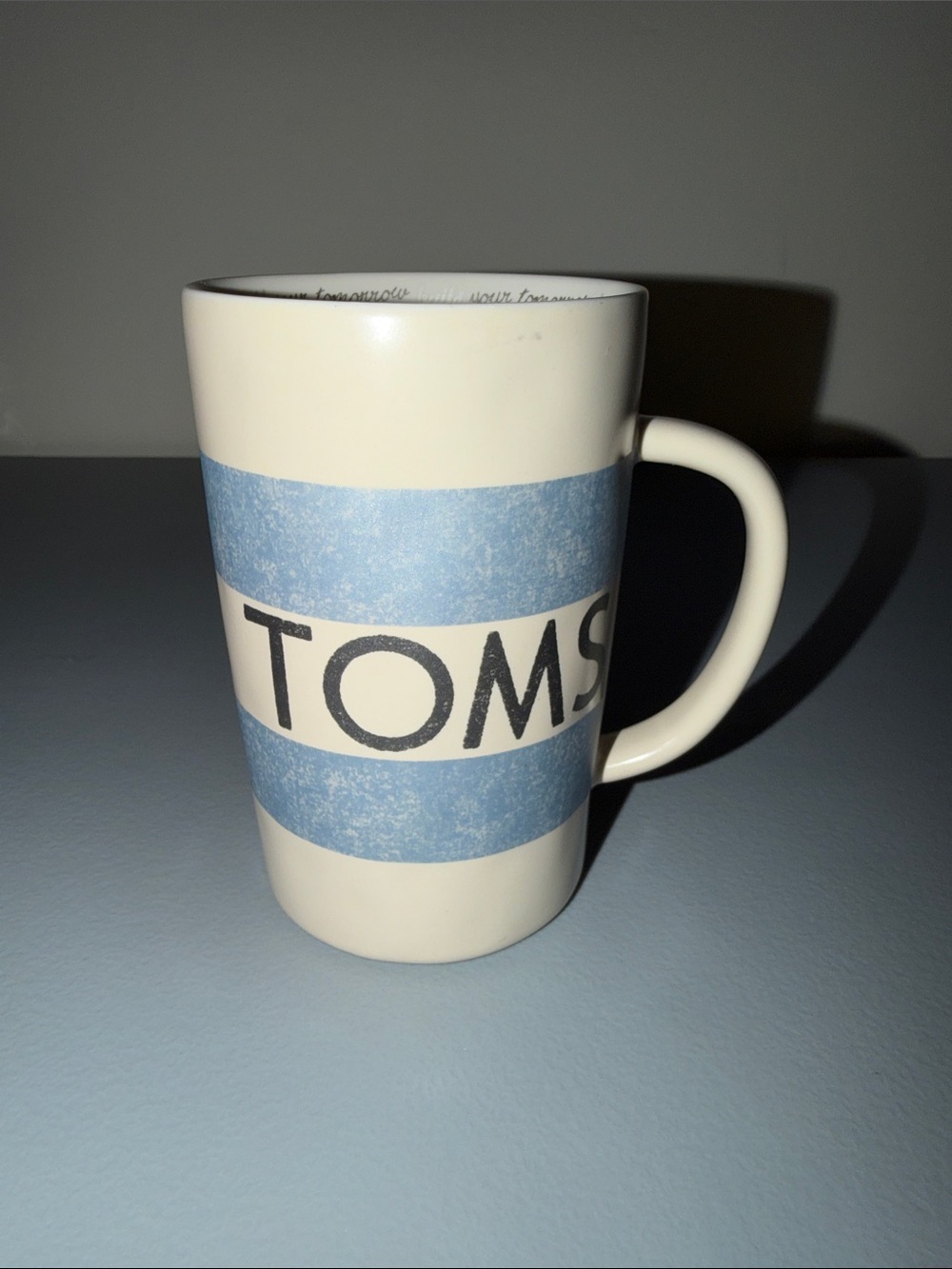 TOMS Cream Mug with Light Blue Stripes